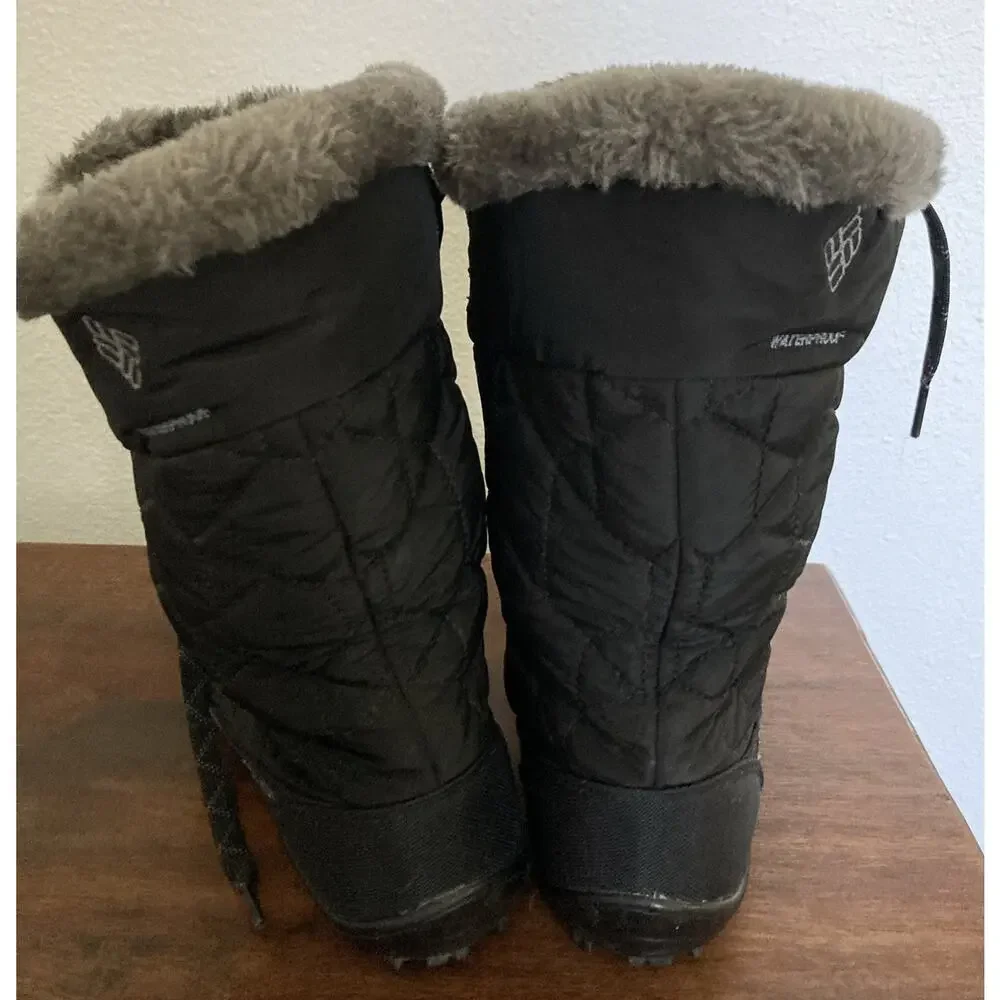 Columbia Minx Mid II Black Waterproof Winter Snow Boots Omni Heat Size 6.5